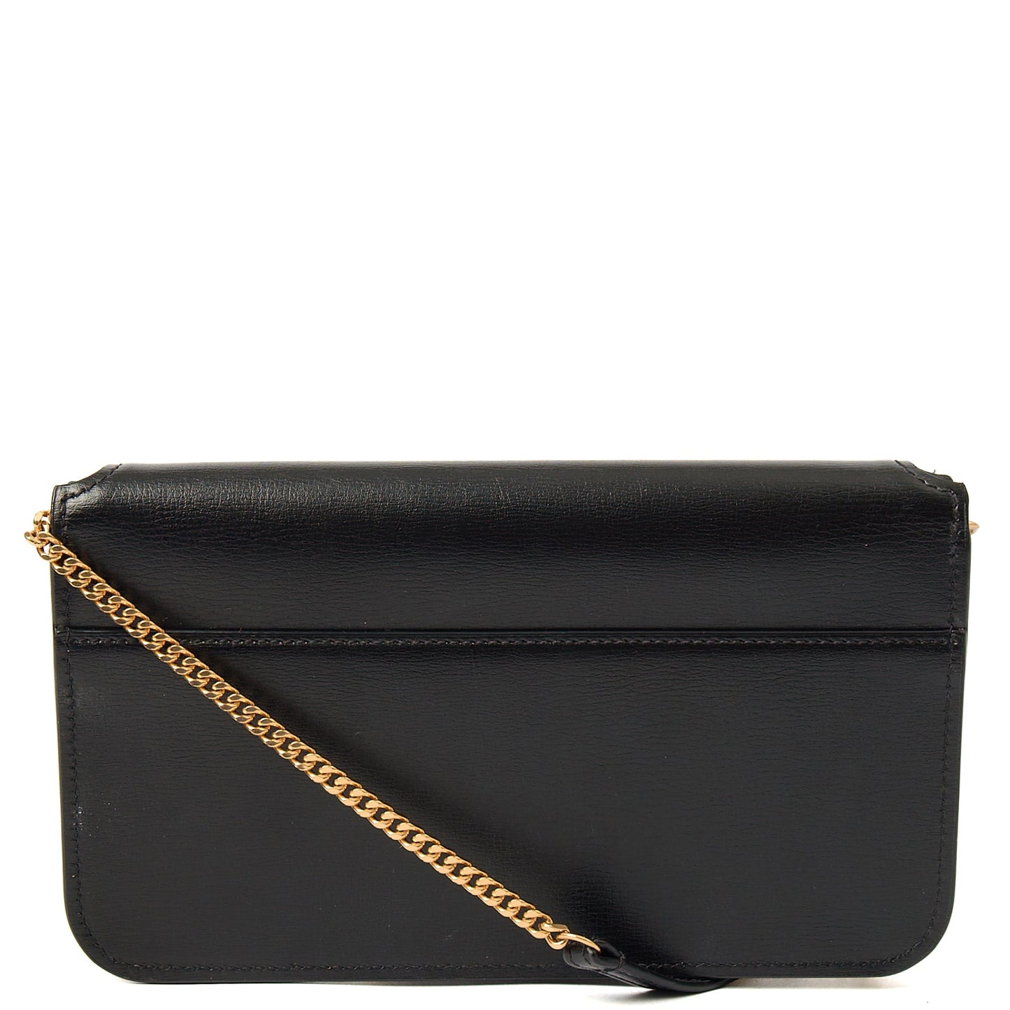 Saint Laurent Cross Body Cassandre Phone Holder in Black, Calfskin Leather — Top View