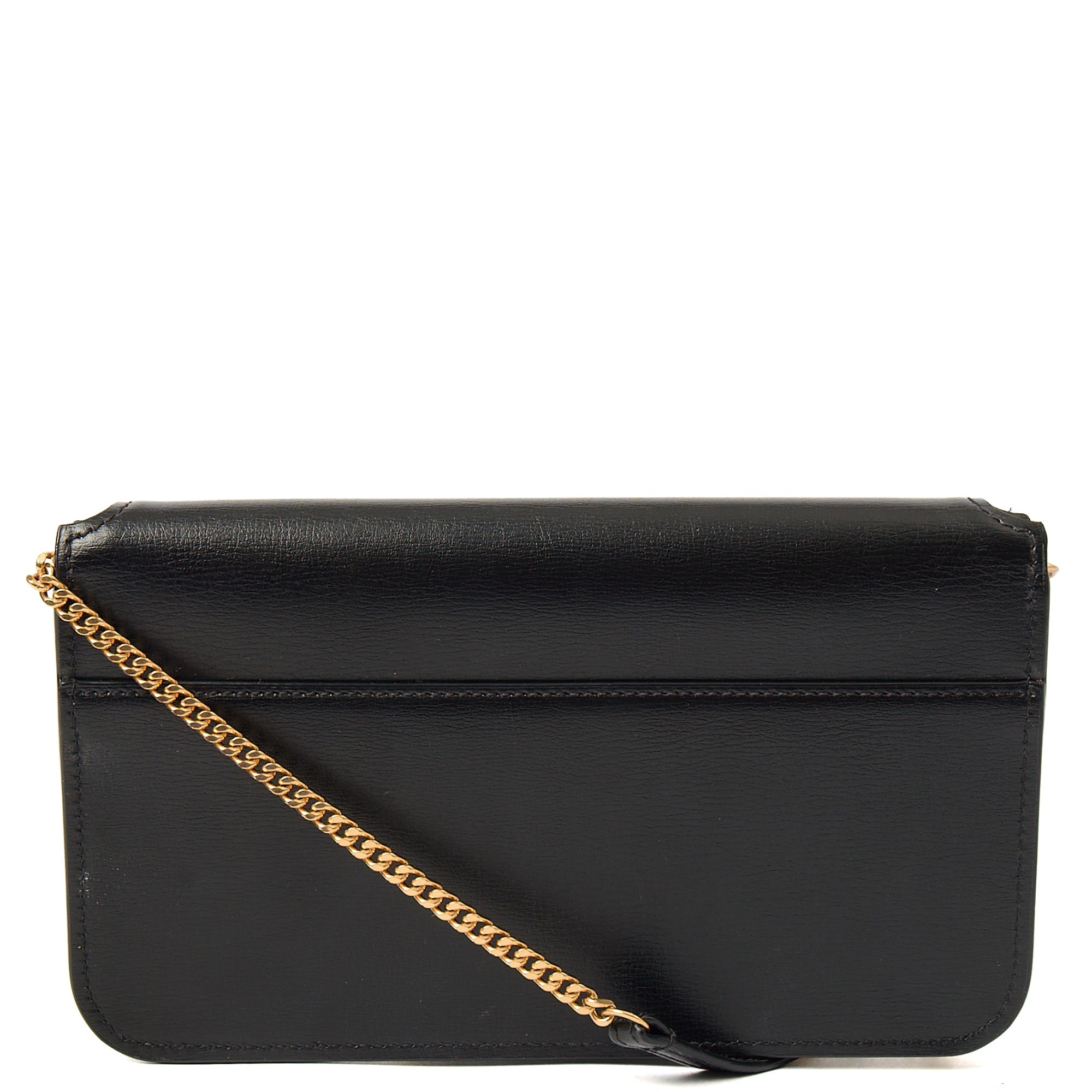 Saint Laurent Cross Body Cassandre Phone Holder in Black, Calfskin Leather — Top View