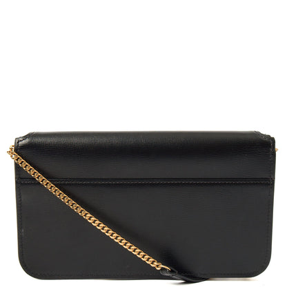 Saint Laurent Cross Body Cassandre Phone Holder in Black, Calfskin Leather — Top View