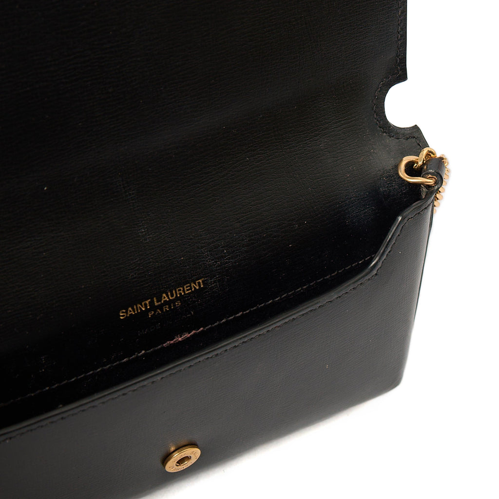 Saint Laurent Cross Body Cassandre Phone Holder in Black, Calfskin Leather — Alternate View 7
