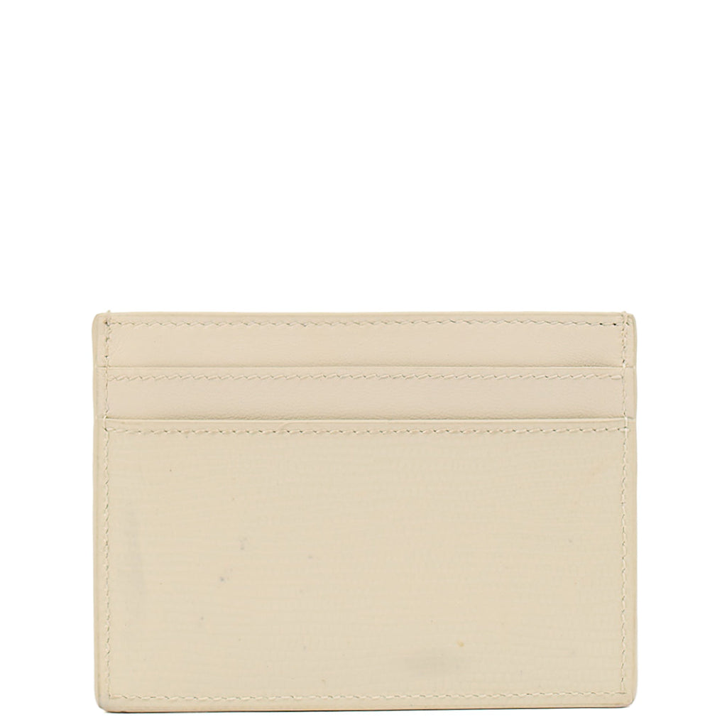 Saint Laurent Card Holder Card Holder in White, Exotic Effect Leather — Top View
