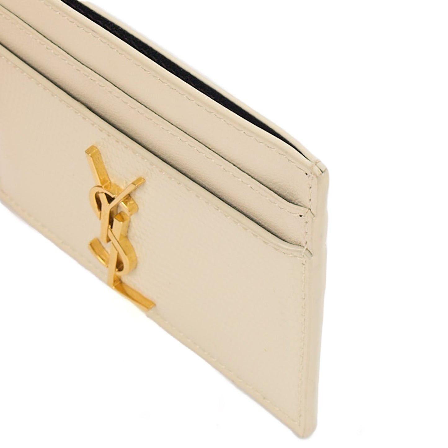 Saint Laurent Card Holder Card Holder in White, Exotic Effect Leather — Detail View
