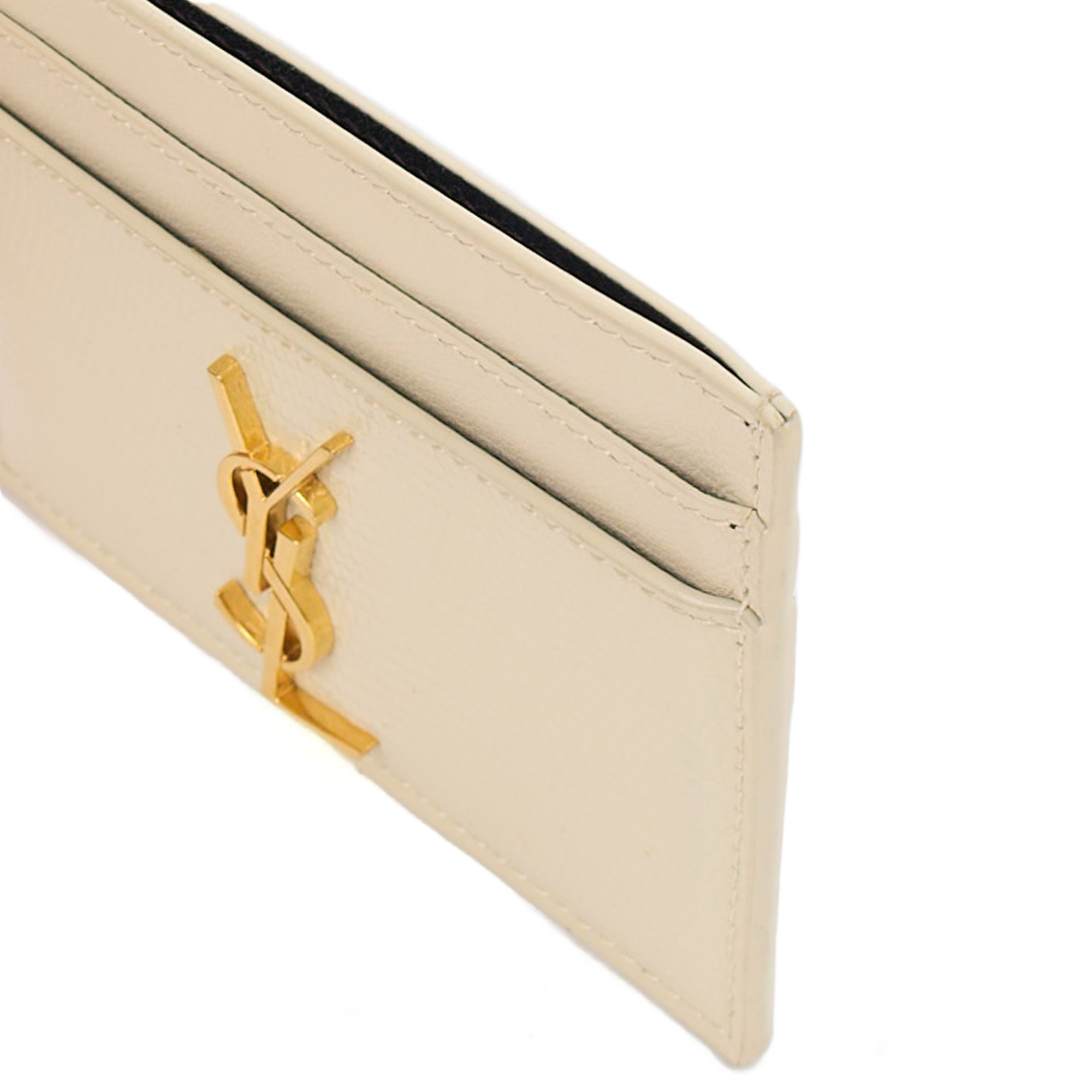 Saint Laurent Card Holder Card Holder in White, Exotic Effect Leather — Detail View
