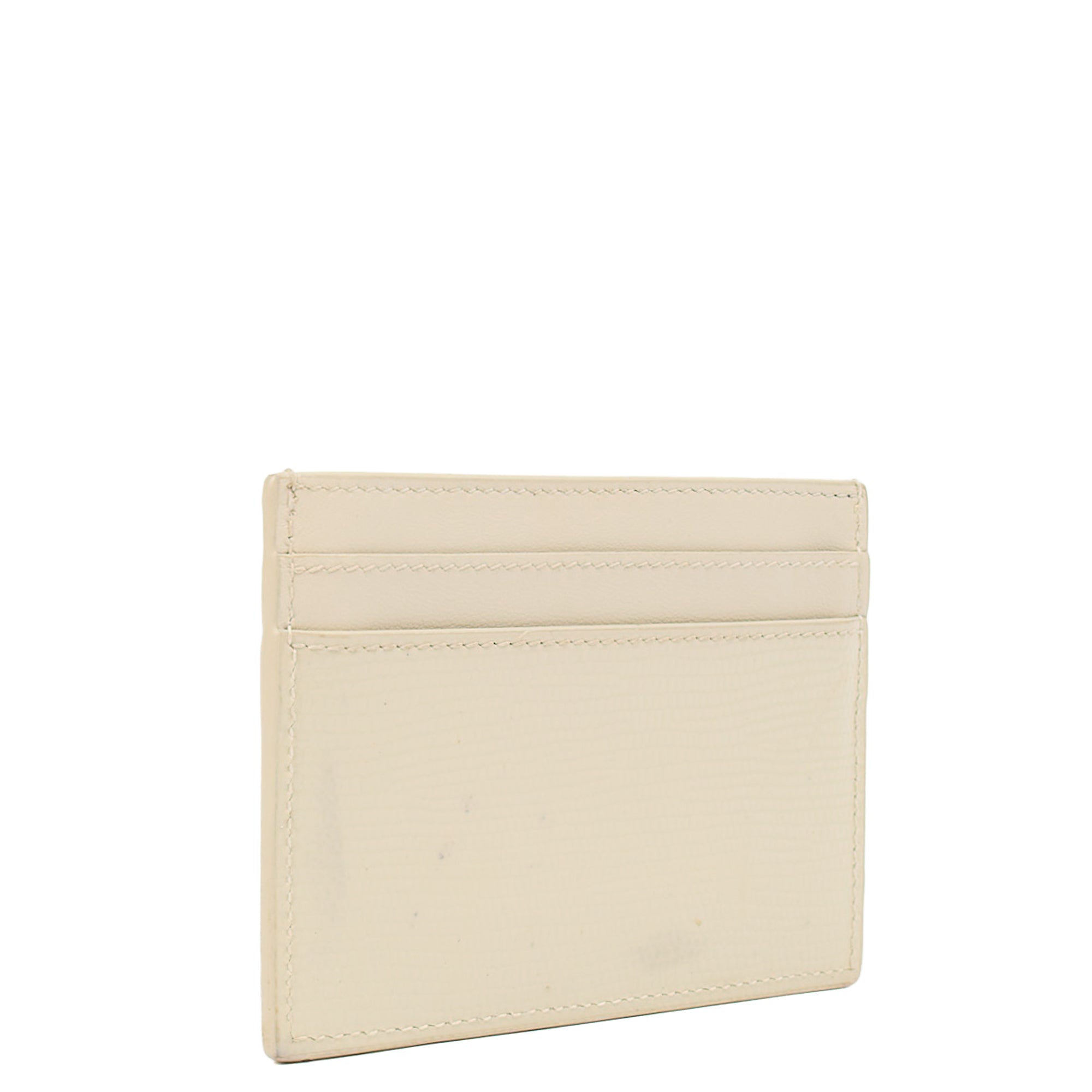 Saint Laurent Card Holder Card Holder in White, Exotic Effect Leather — Back View