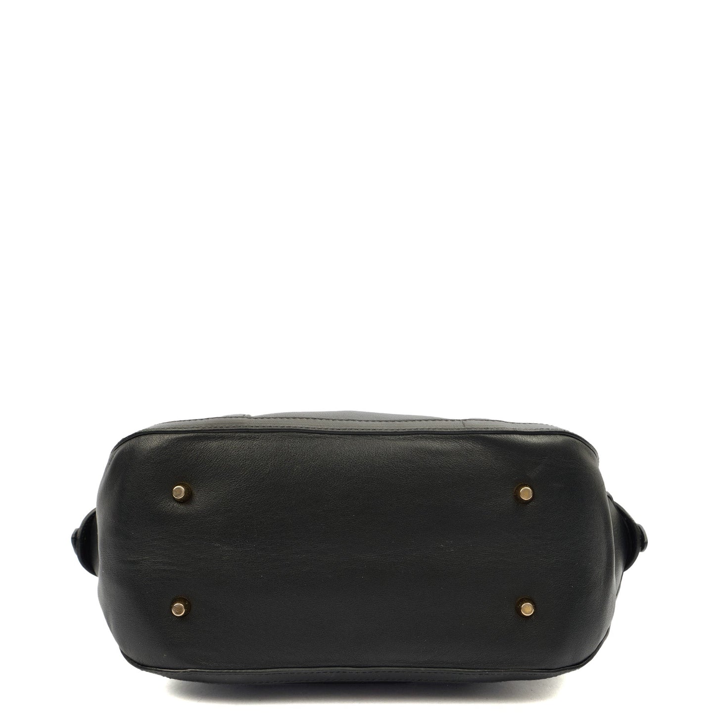 Burberry Top Handle Orchard Bowling Bag- Medium in Black, Leather — Detail View