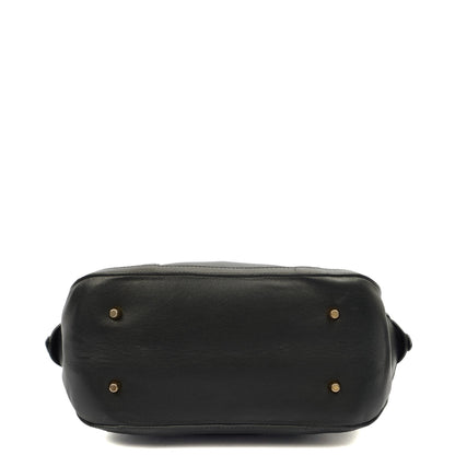 Burberry Top Handle Orchard Bowling Bag- Medium in Black, Leather — Detail View