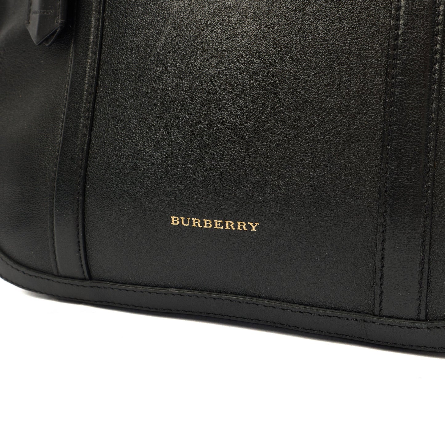 Burberry Top Handle Orchard Bowling Bag- Medium in Black, Leather — Side View