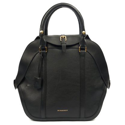 Burberry Top Handle Orchard Bowling Bag- Medium in Black, Leather — Front View
