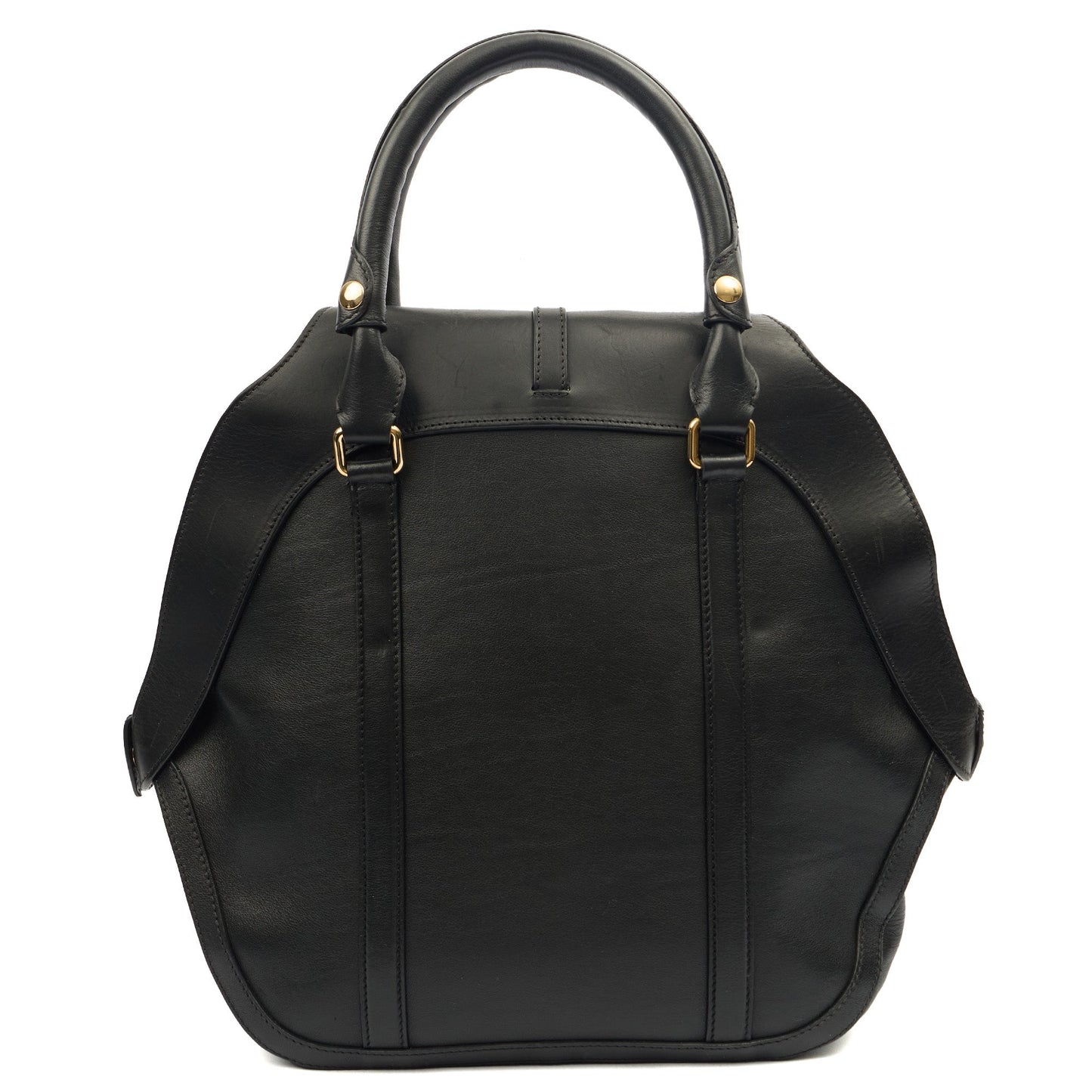 Burberry Top Handle Orchard Bowling Bag- Medium in Black, Leather — Top View