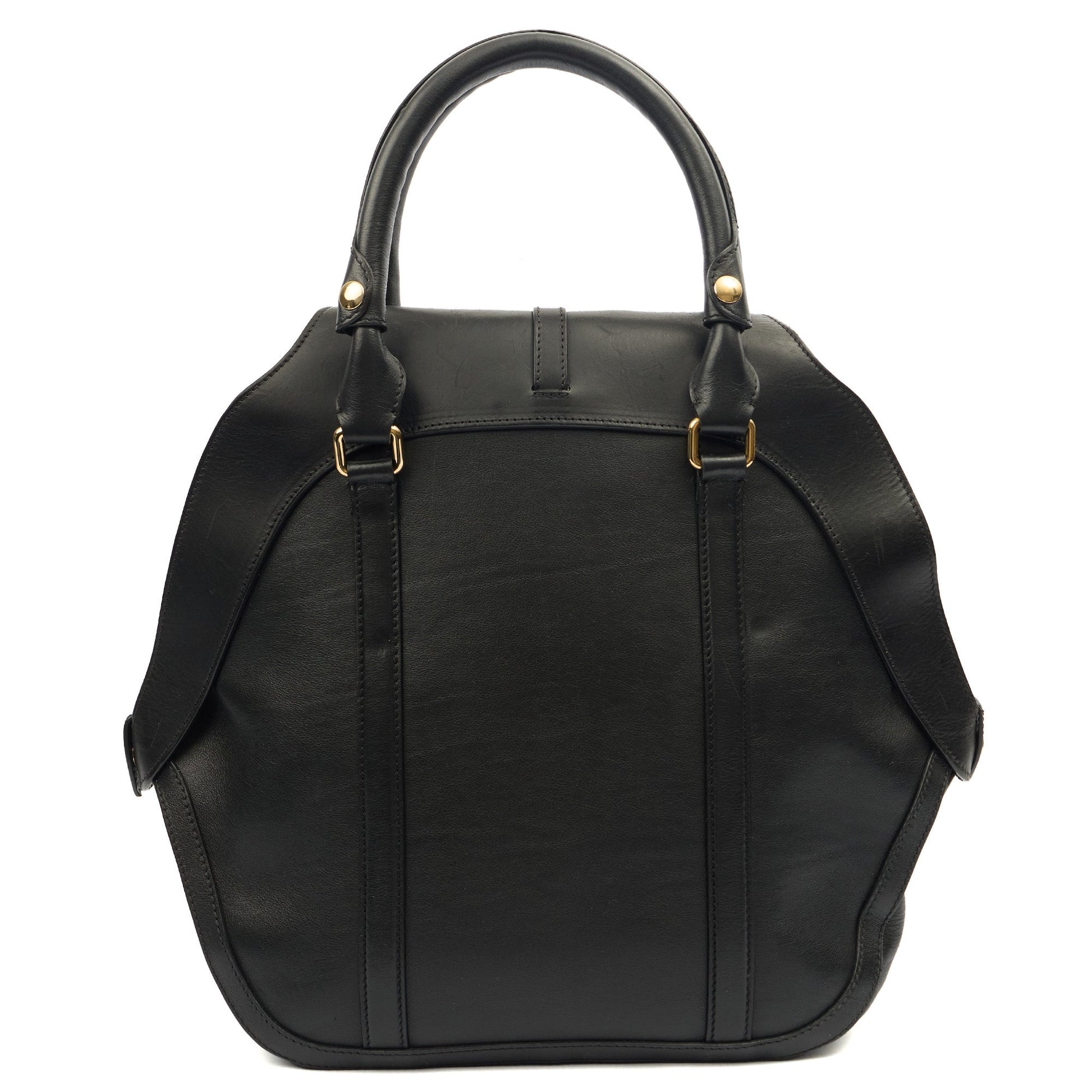 Burberry Top Handle Orchard Bowling Bag- Medium in Black, Leather — Top View