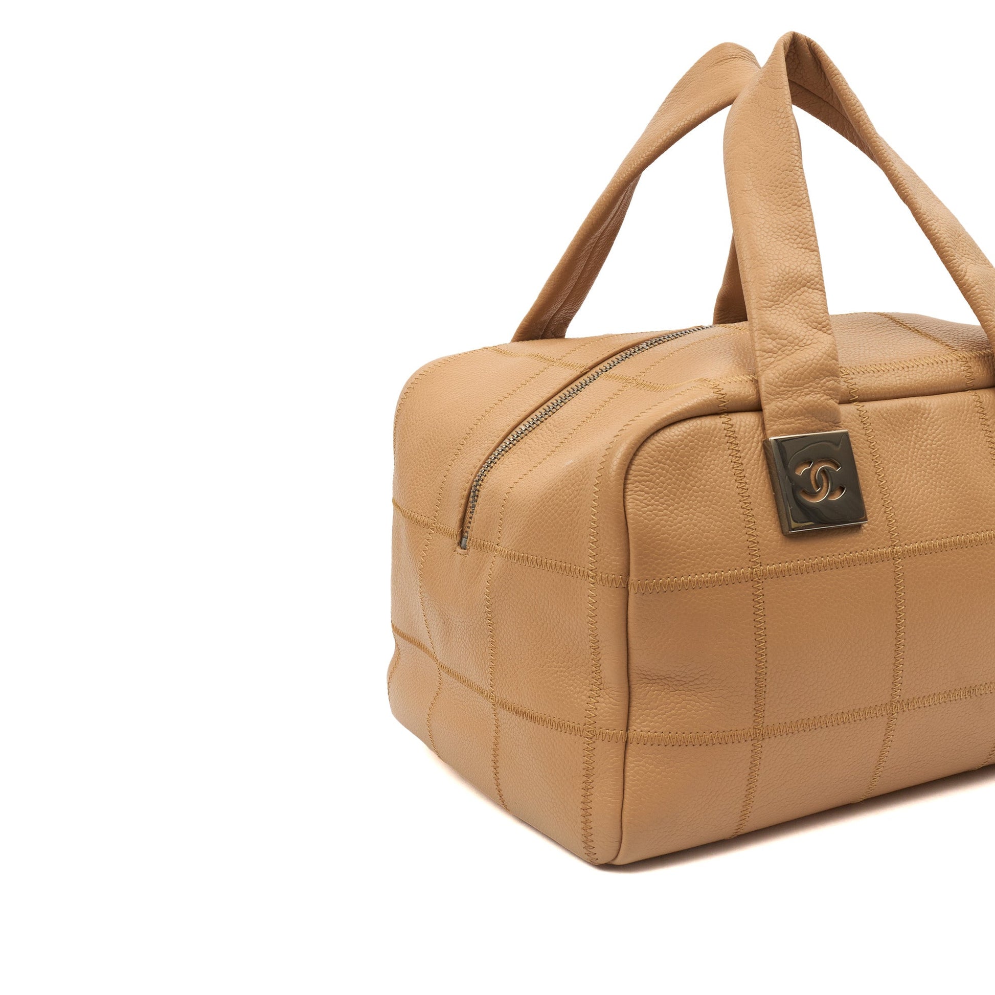 Chanel LAX Square Quilted Bowler Bag in Neutral, Calfskin Leather — Alternate View 8