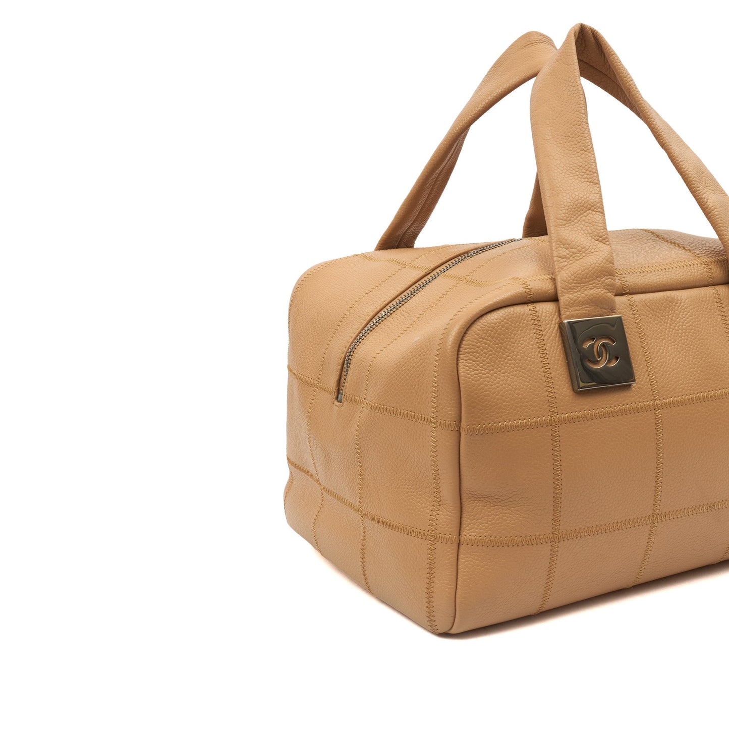Chanel LAX Square Quilted Bowler Bag in Neutral, Calfskin Leather — Alternate View 17
