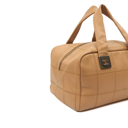 Chanel LAX Square Quilted Bowler Bag in Neutral, Calfskin Leather — Alternate View 17