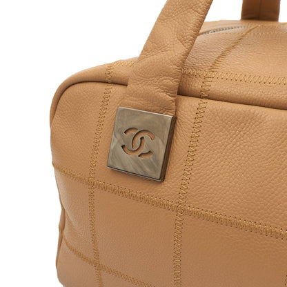 Chanel LAX Square Quilted Bowler Bag in Neutral, Calfskin Leather — Side View