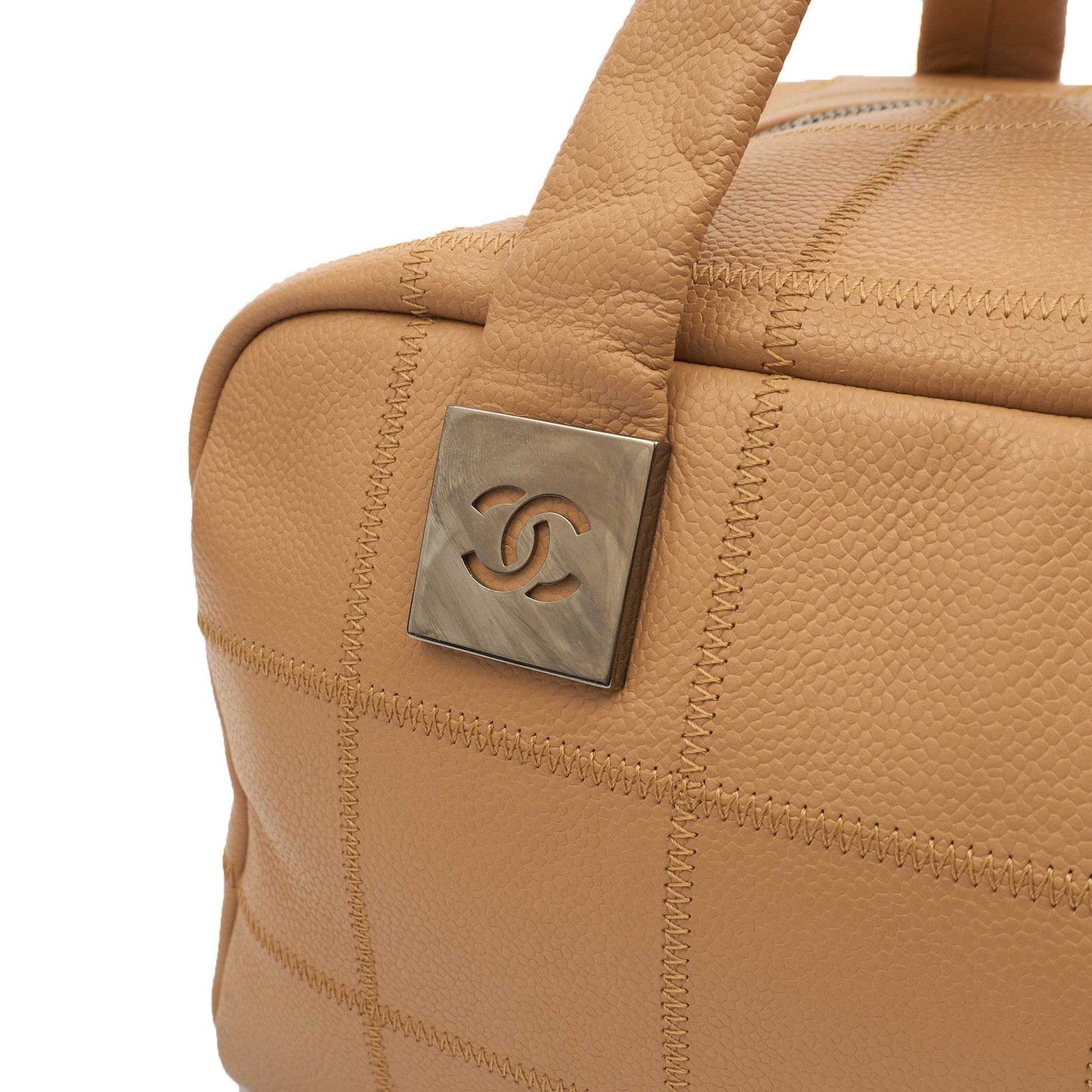 Chanel LAX Square Quilted Bowler Bag in Neutral, Calfskin Leather — Alternate View 11