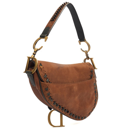 Christian Dior Shoulder Bag Saddle Bag in Brown, Leather — Top View