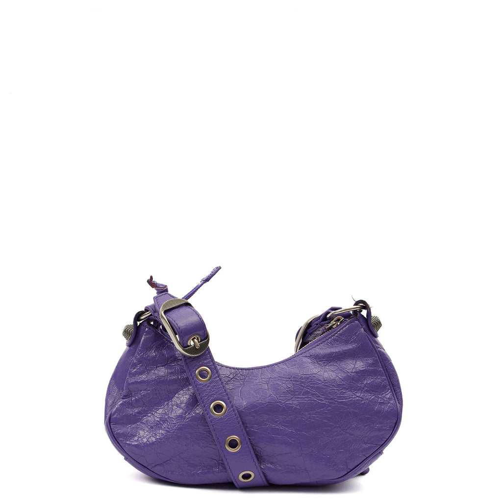 Balenciaga Shoulder Bag Le Cagole S in Purple, Leather — Back View