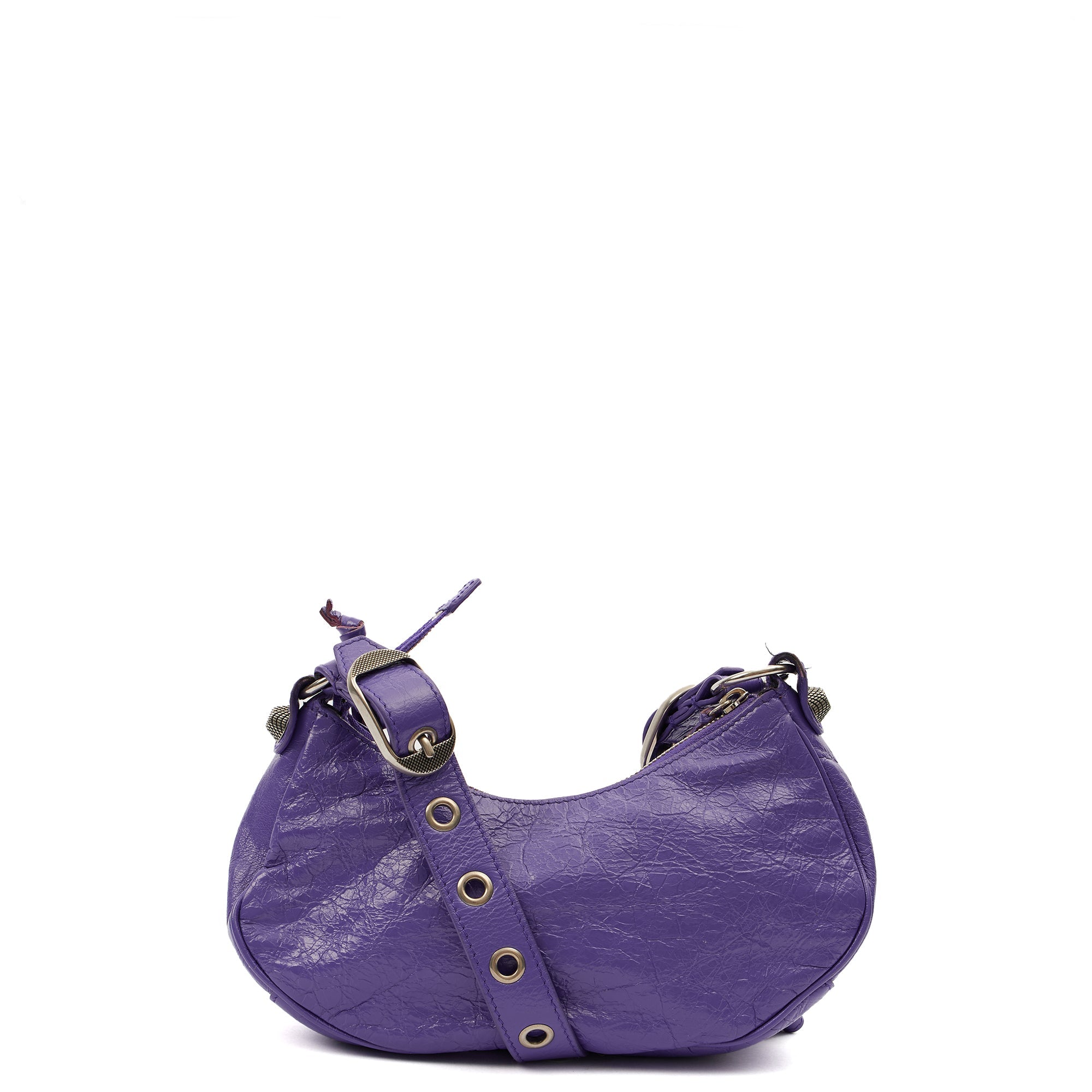 Balenciaga Shoulder Bag Le Cagole S in Purple, Leather — Back View