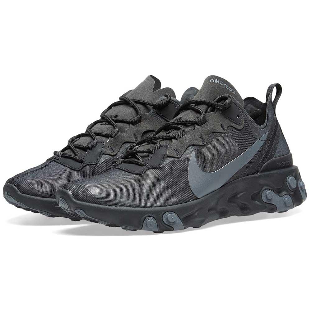 Nike React Element 55 Triple Black — UK 3 | EU 35.5 | US 3.5 — Side View