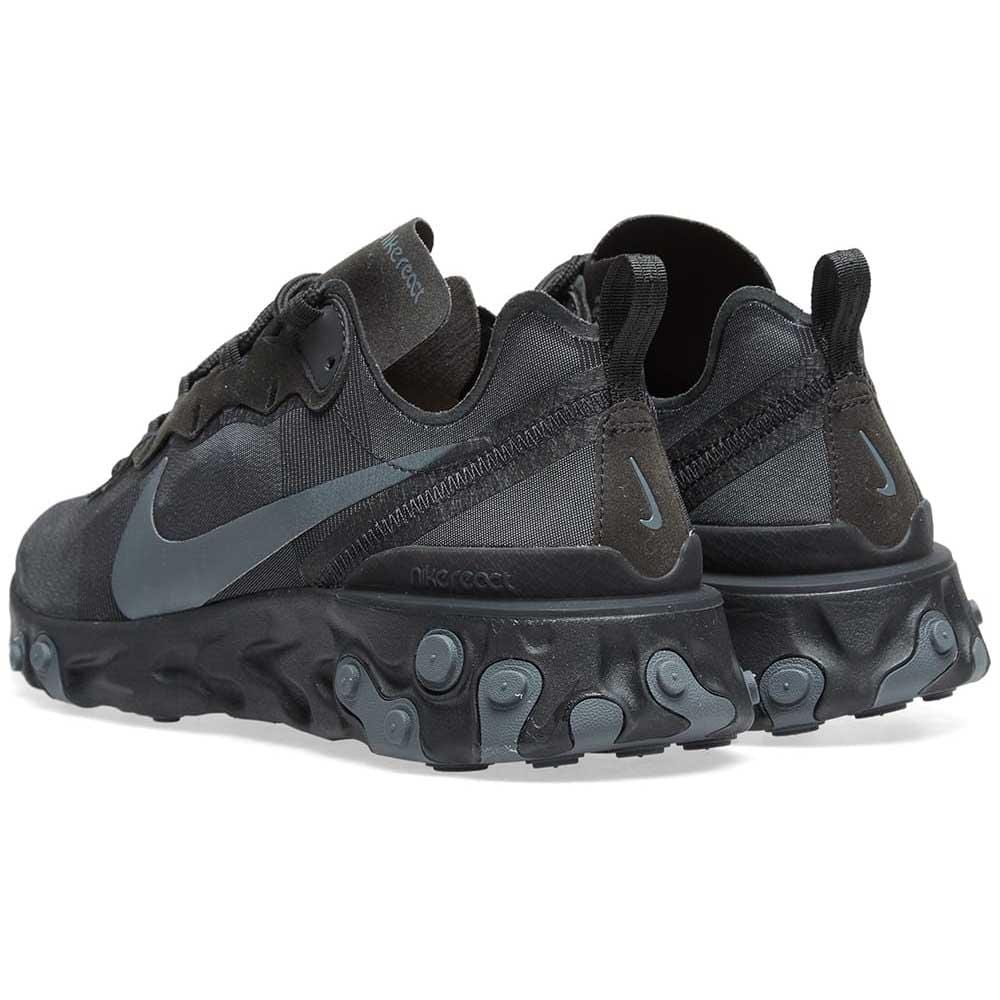 Nike React Element 55 Triple Black — UK 3 | EU 35.5 | US 3.5 — Back View