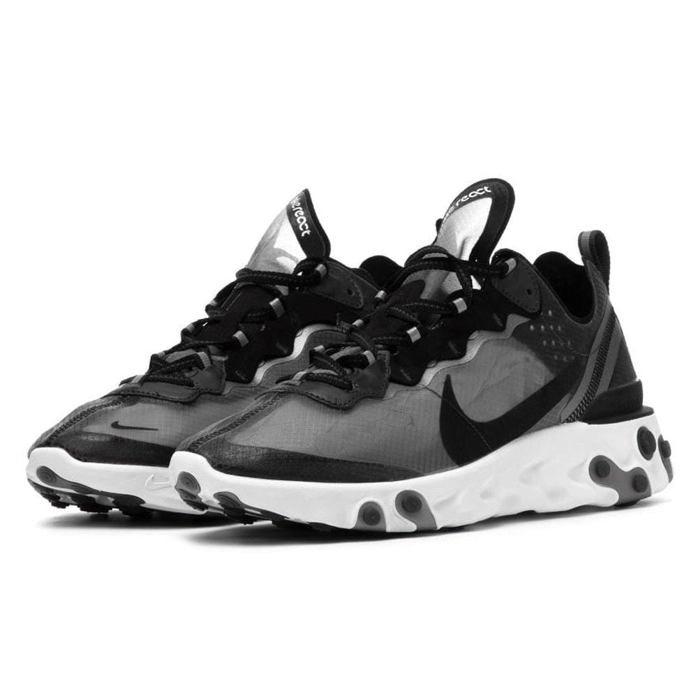 Nike React Element 87 Black White — UK 3 | EU 35.5 | US 3.5 — Side View
