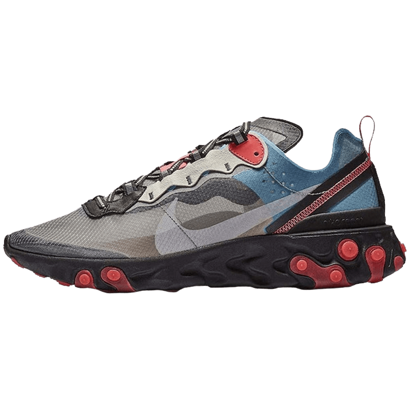 Nike React Element 87 Grey Blue Red — UK 3 | EU 35.5 | US 3.5 — Front View