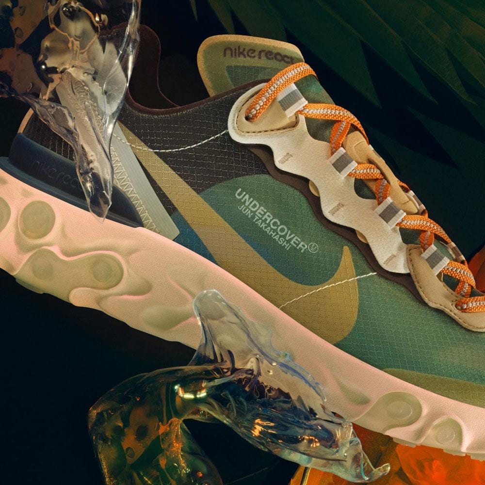 Undercover x Nike React Element 87 Green Black — UK 3 | EU 35.5 | US 3.5 — Alternate View 7