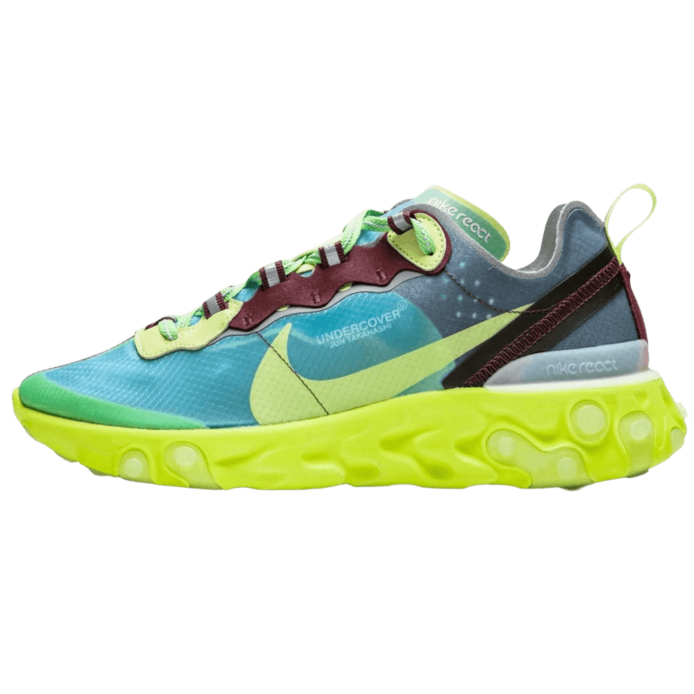 Undercover x Nike React Element 87 Blue Volt — UK 3 | EU 35.5 | US 3.5 — Front View