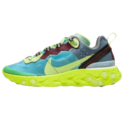 Undercover x Nike React Element 87 Blue Volt — UK 3 | EU 35.5 | US 3.5 — Front View