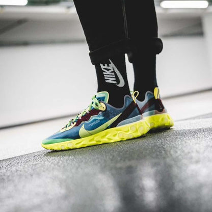 Undercover x Nike React Element 87 Blue Volt — UK 3 | EU 35.5 | US 3.5 — Lifestyle View