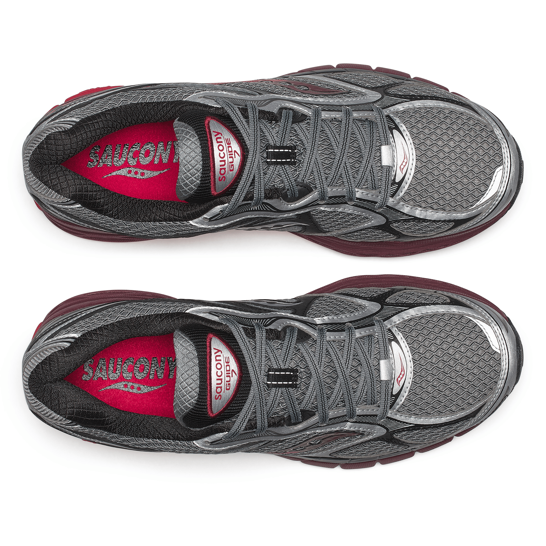 Saucony Progrid Guide 7 'Silver Maroon' — UK 1 — Top View