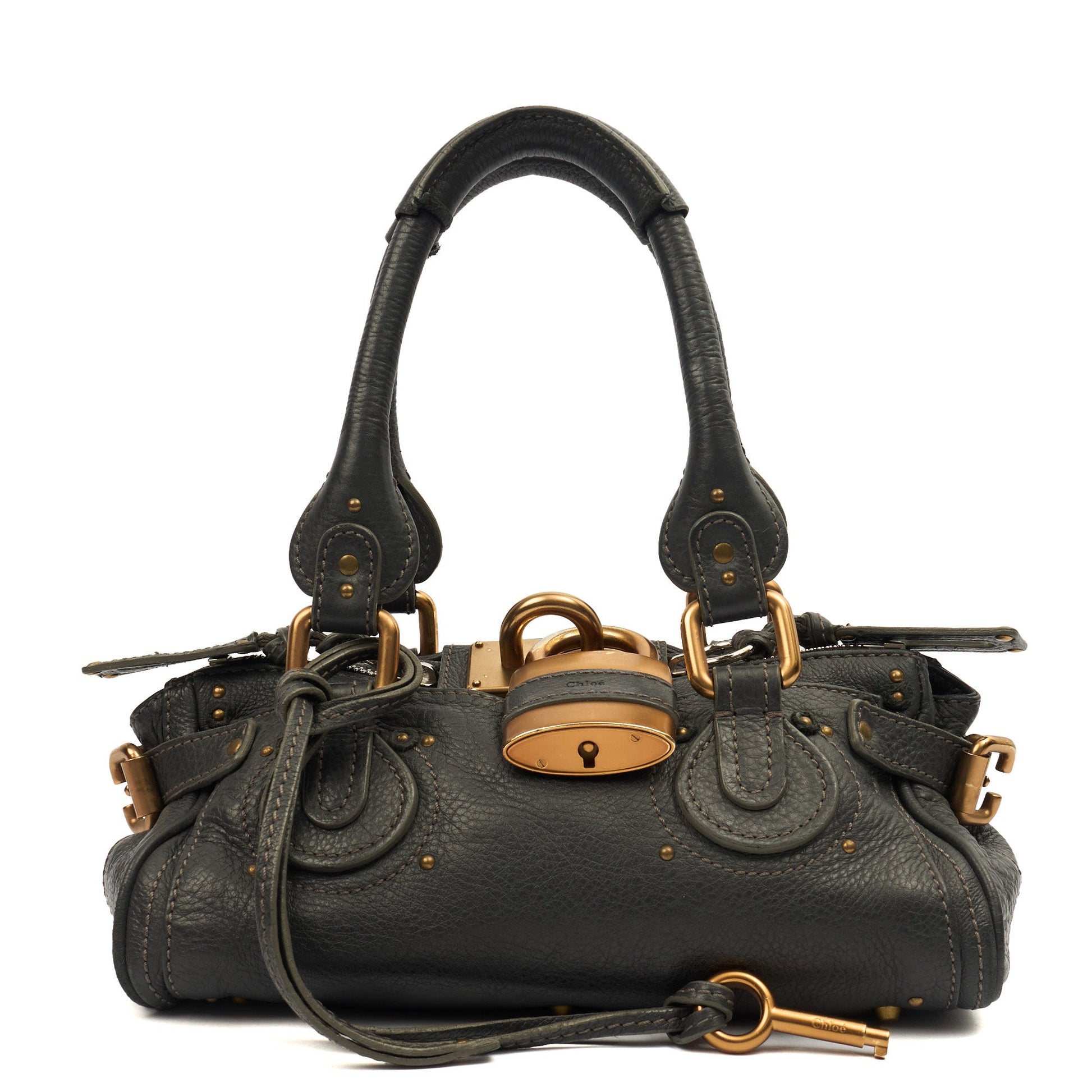 Chloe Top Handle Paddington - Small in Grey, Calfskin Leather — Front View