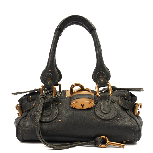 Chloe Top Handle Paddington - Small in Grey, Calfskin Leather — Front View