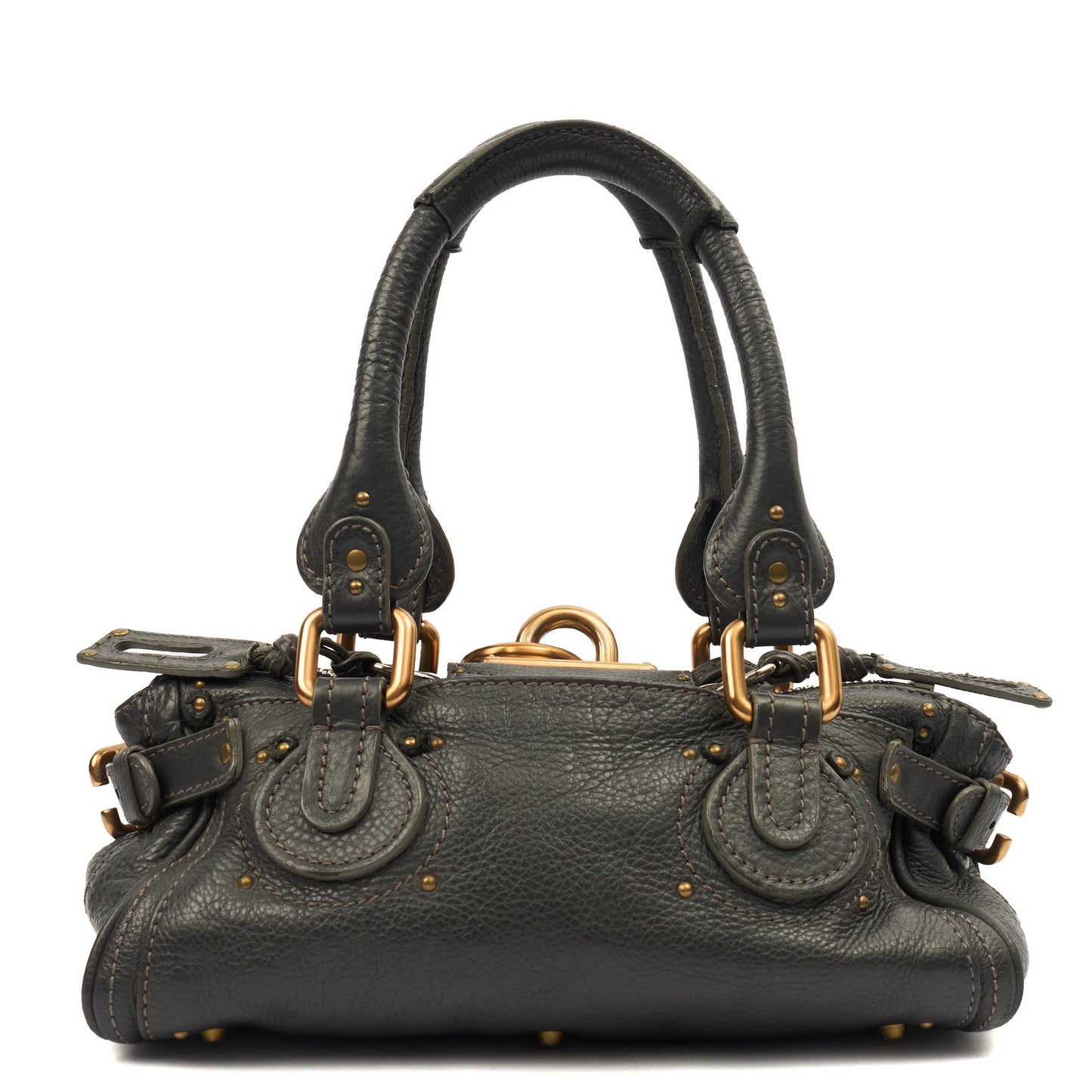 Chloe Top Handle Paddington - Small in Grey, Calfskin Leather — Top View