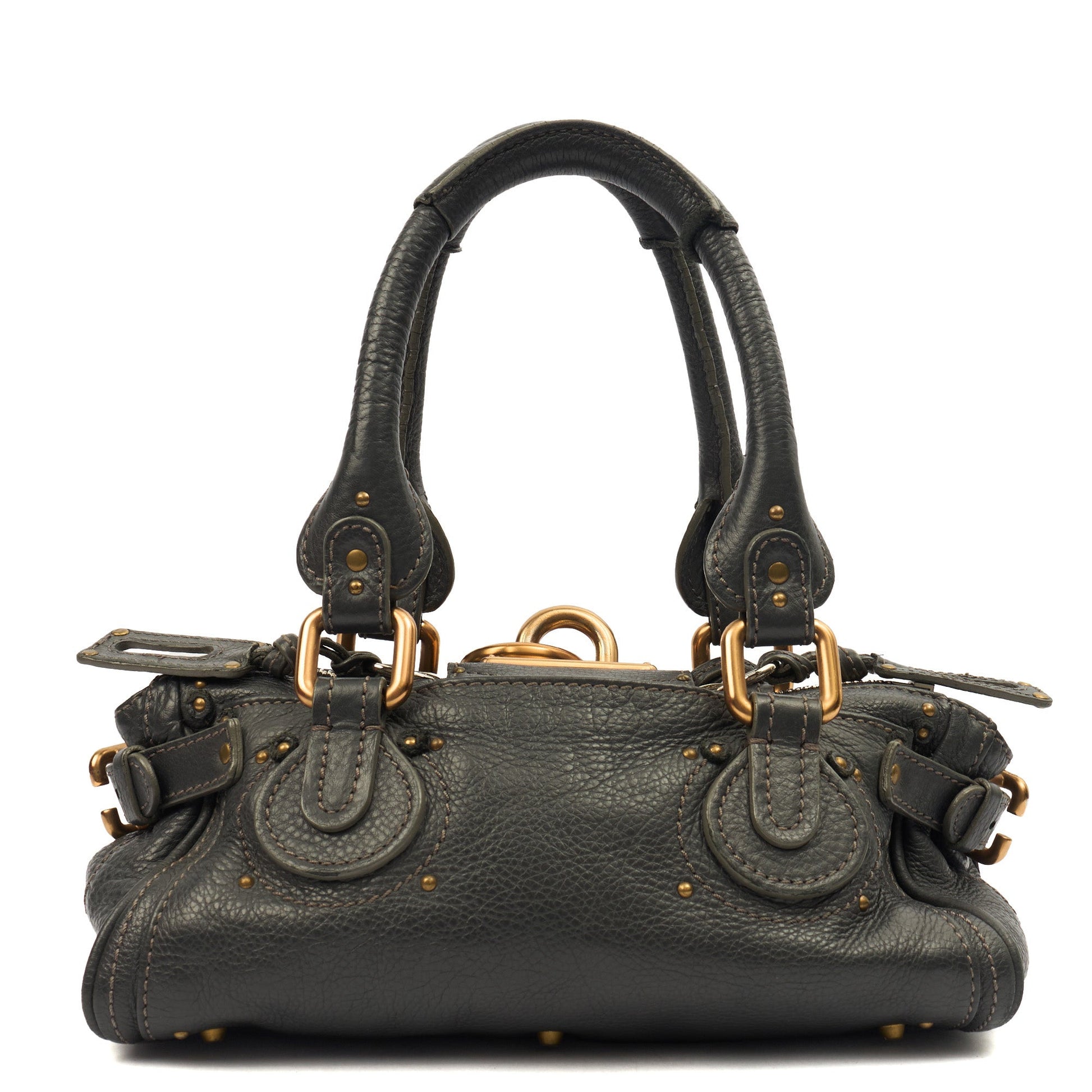 Chloe Top Handle Paddington - Small in Grey, Calfskin Leather — Top View