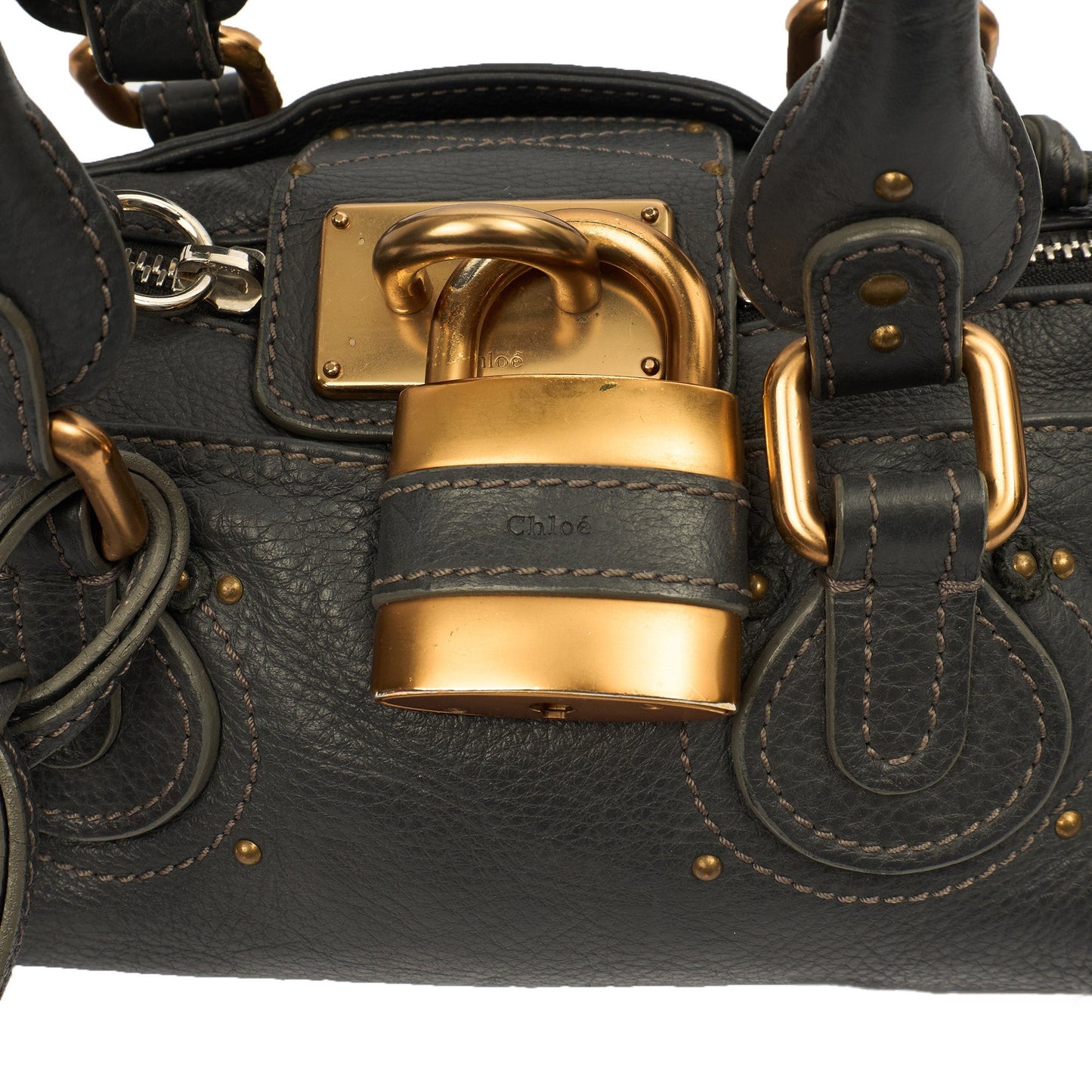 Chloe Top Handle Paddington - Small in Grey, Calfskin Leather — Side View