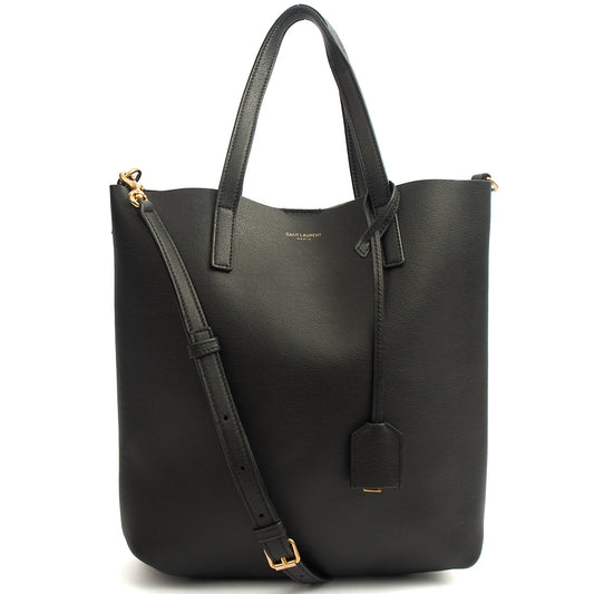 Saint Laurent Tote Shopping Toy in Black, Calfskin Leather — Front View