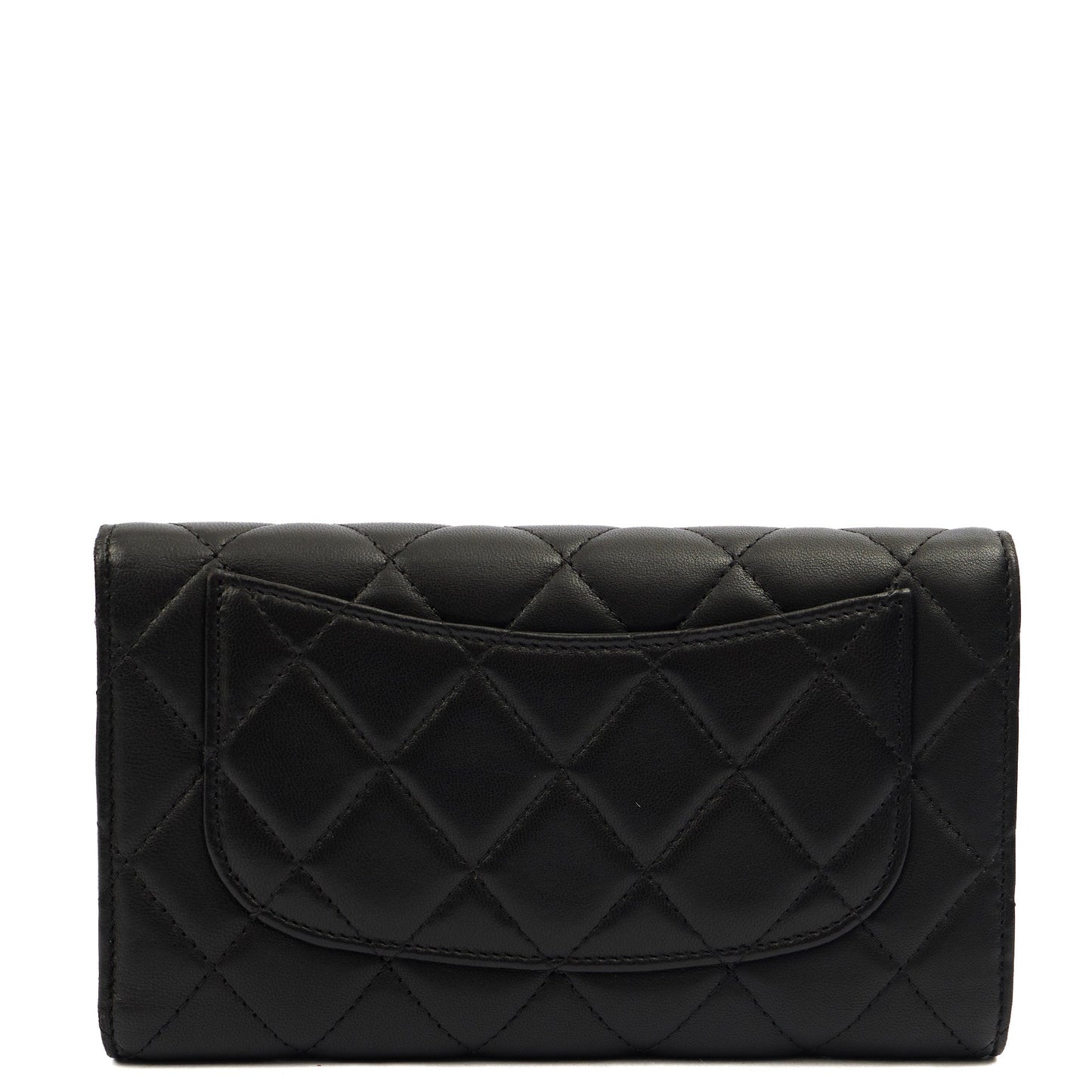 Chanel Purse Flap Wallet in Black, Lambskin Leather — Top View