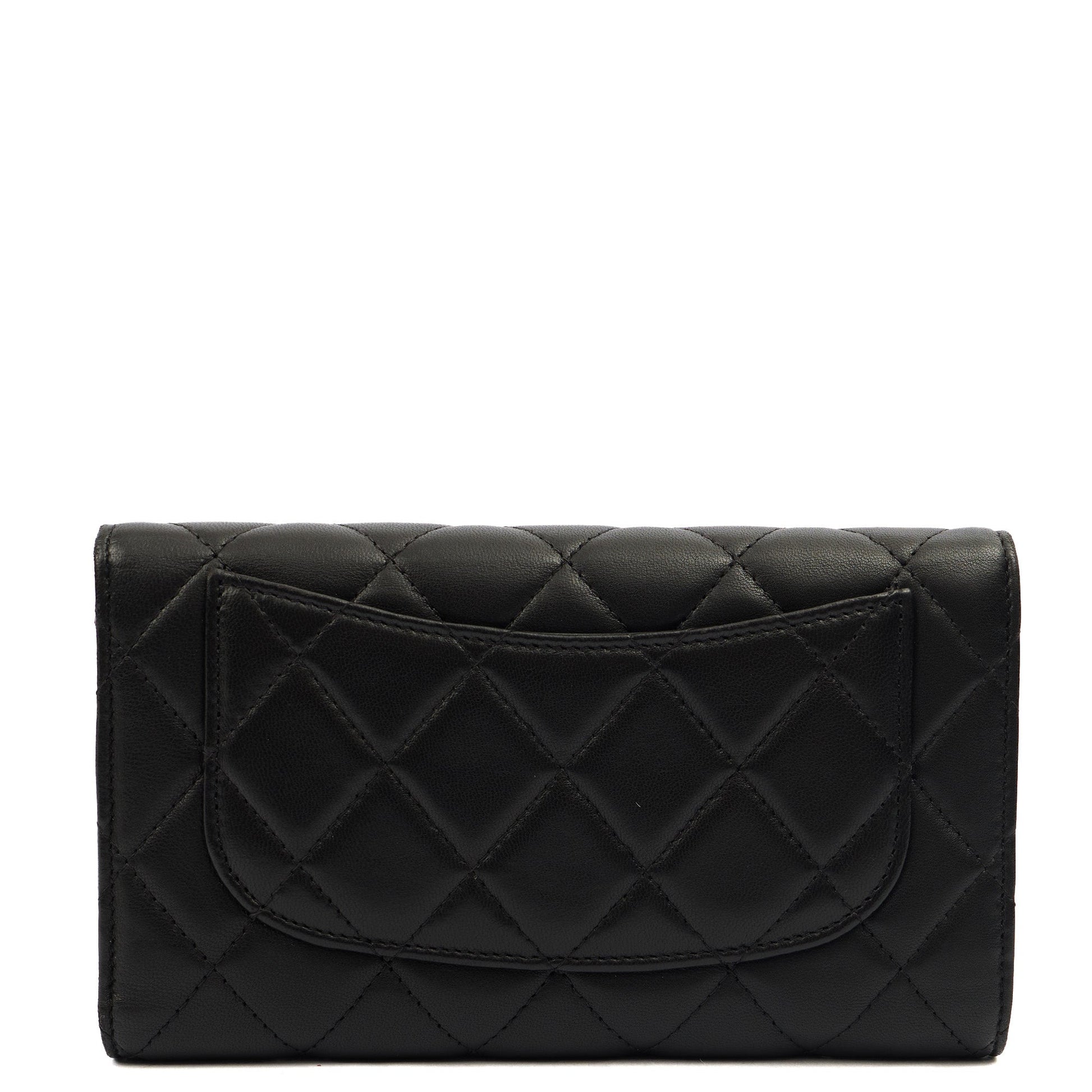 Chanel Purse Flap Wallet in Black, Lambskin Leather — Top View