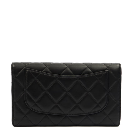Chanel Purse Flap Wallet in Black, Lambskin Leather — Top View