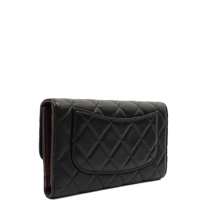 Chanel Purse Flap Wallet in Black, Lambskin Leather — Back View