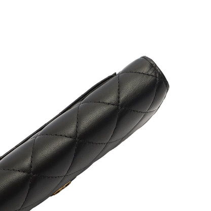 Chanel Purse Flap Wallet in Black, Lambskin Leather — Detail View