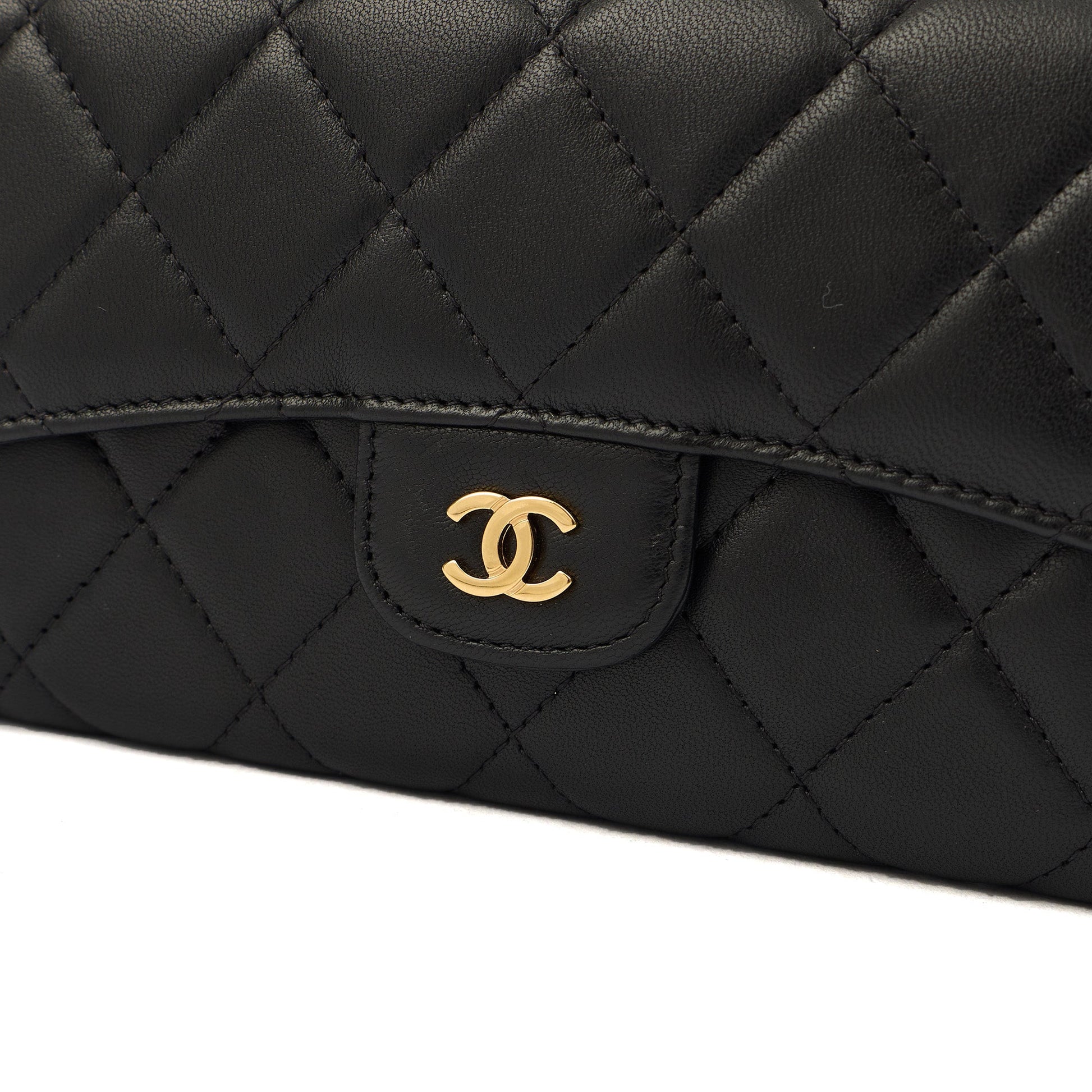 Chanel Purse Flap Wallet in Black, Lambskin Leather — Alternate View 7