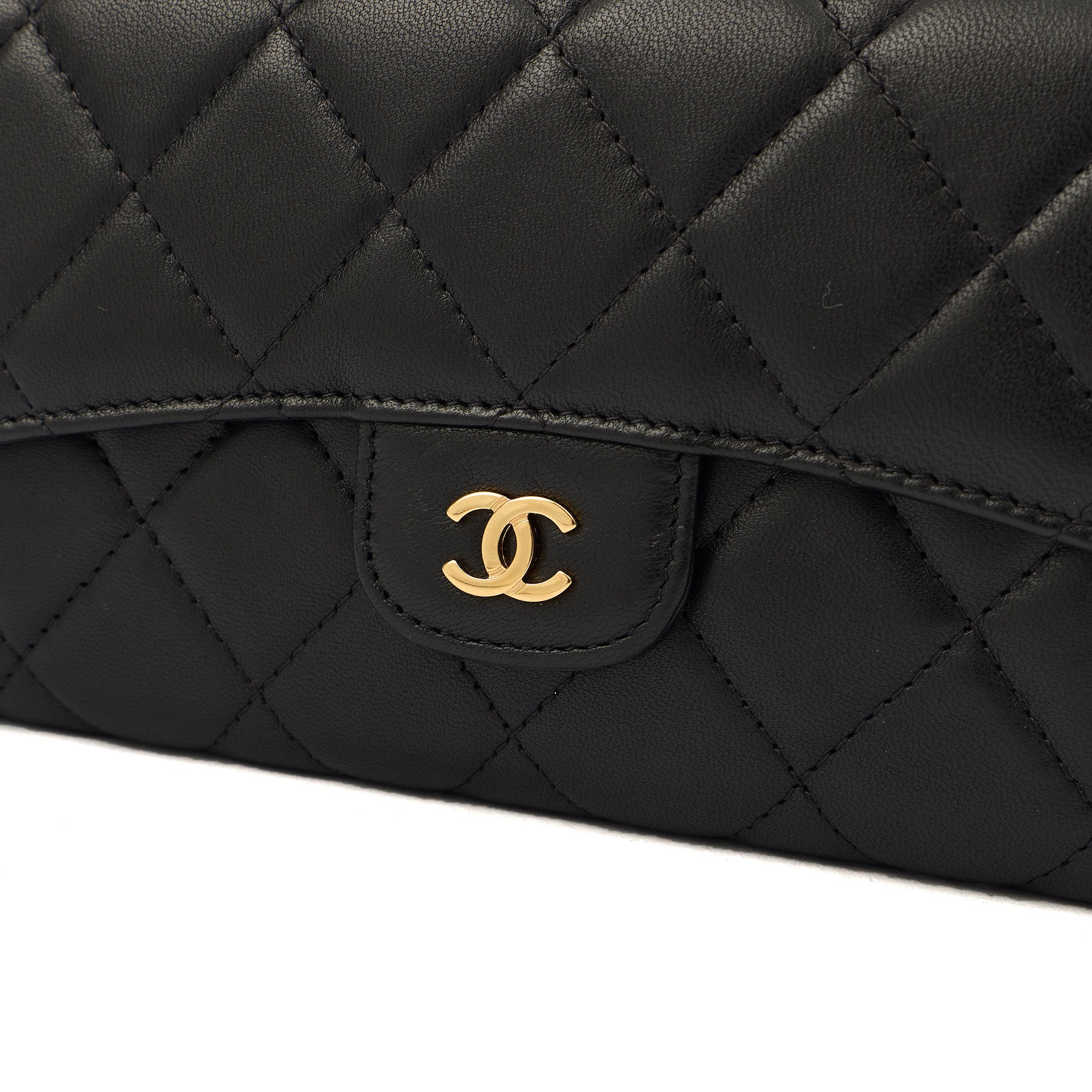 Chanel Purse Flap Wallet in Black, Lambskin Leather — Alternate View 7
