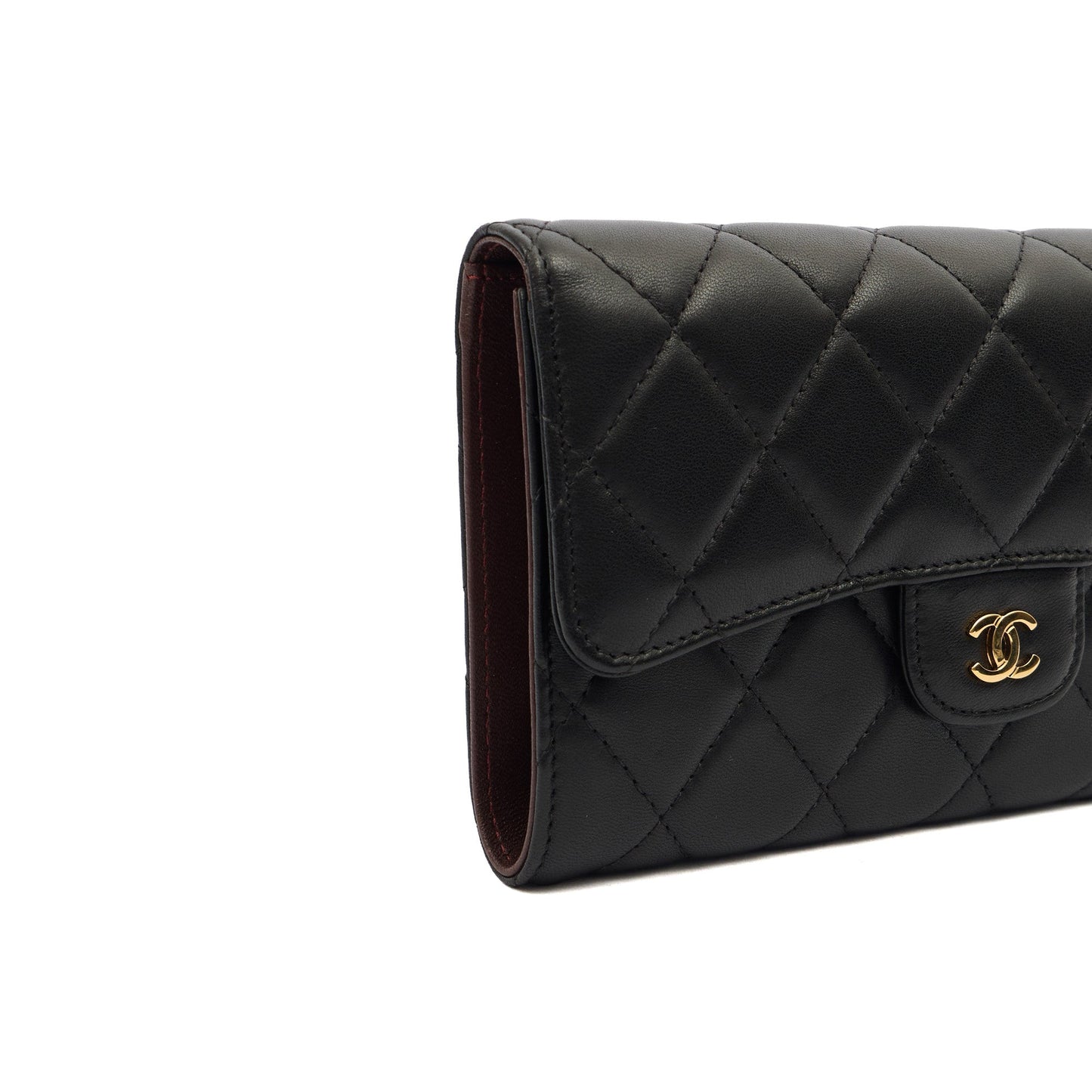 Chanel Purse Flap Wallet in Black, Lambskin Leather — Alternate View 8