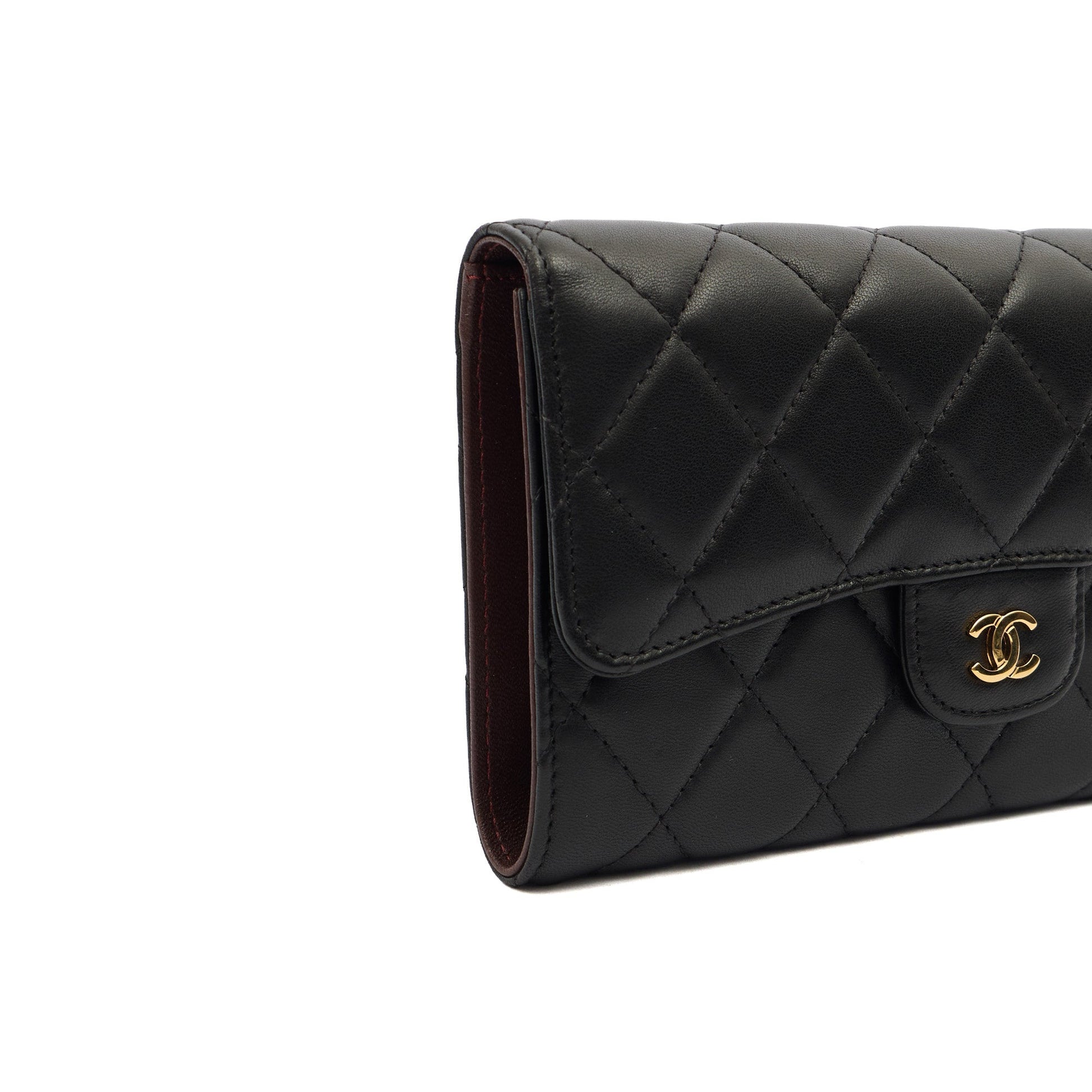 Chanel Purse Flap Wallet in Black, Lambskin Leather — Alternate View 8