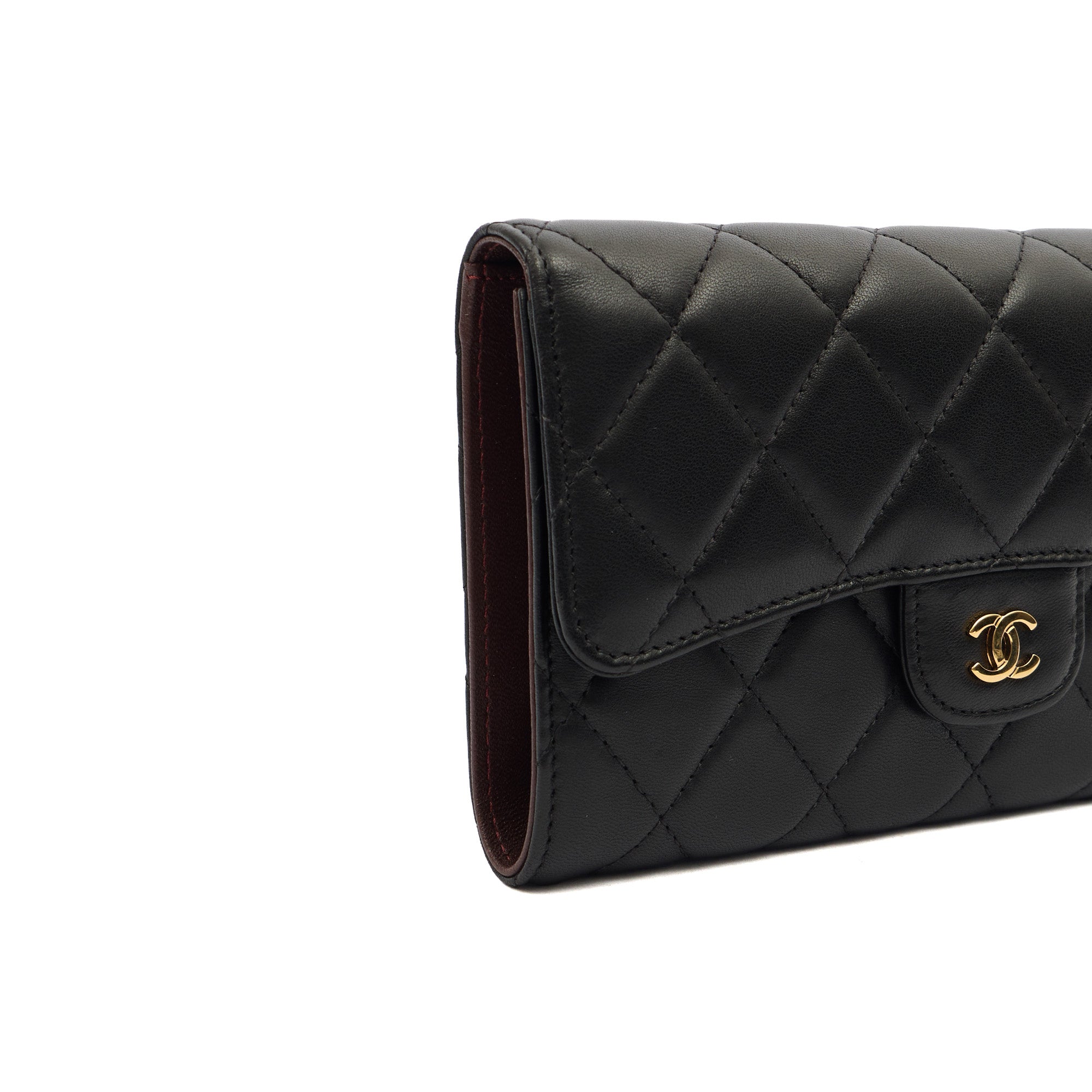 Chanel Purse Flap Wallet in Black, Lambskin Leather — Alternate View 8