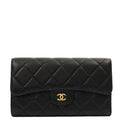 Chanel Purse Flap Wallet in Black, Lambskin Leather — Front View