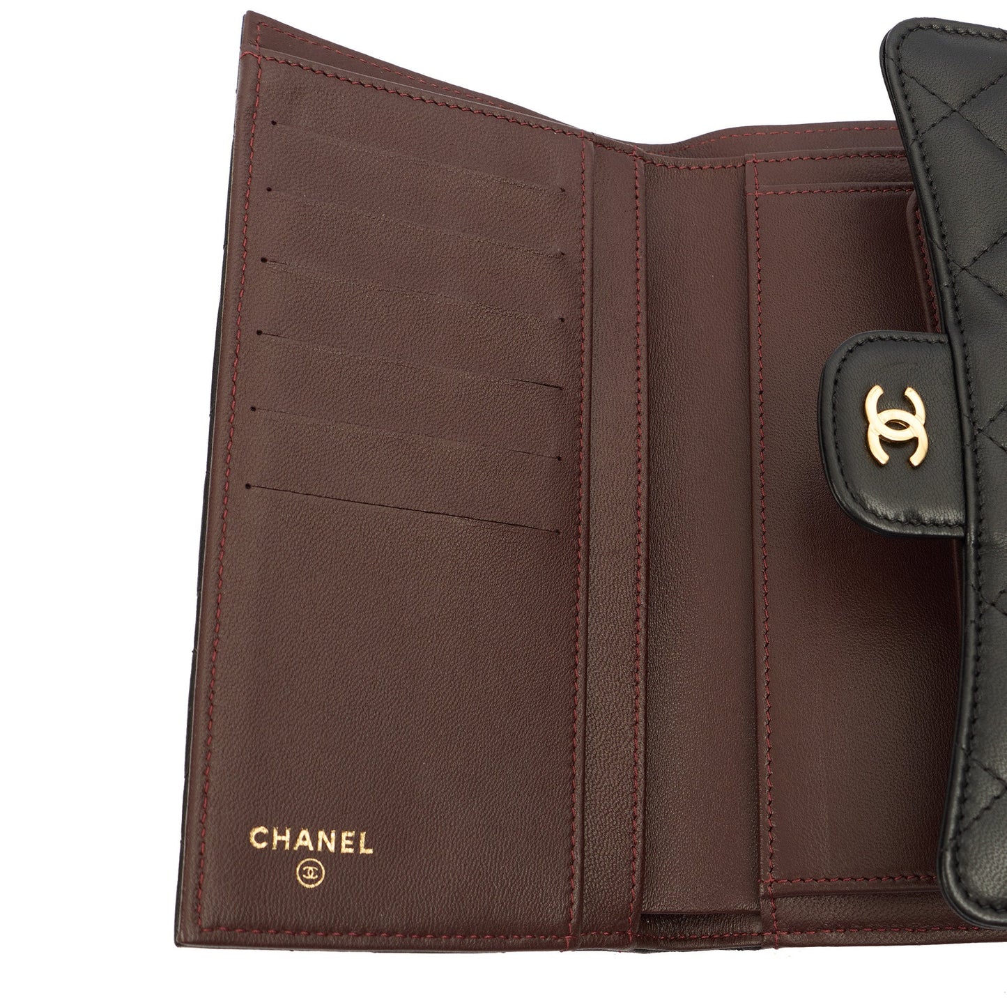 Chanel Purse Flap Wallet in Black, Lambskin Leather — Alternate View 9