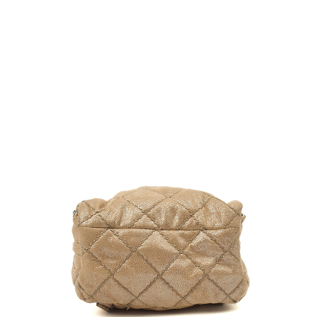 Stella McCartney Backpack Falabella Go Backpack in Metallic, Vegan Leather — Top View